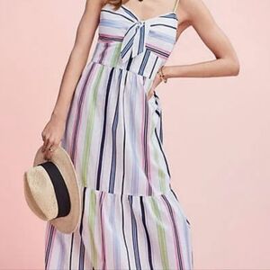 LOFT NWT TIE-FRONT MULTI-COLOR STRIPE SUMMER DRESS SIZE 8